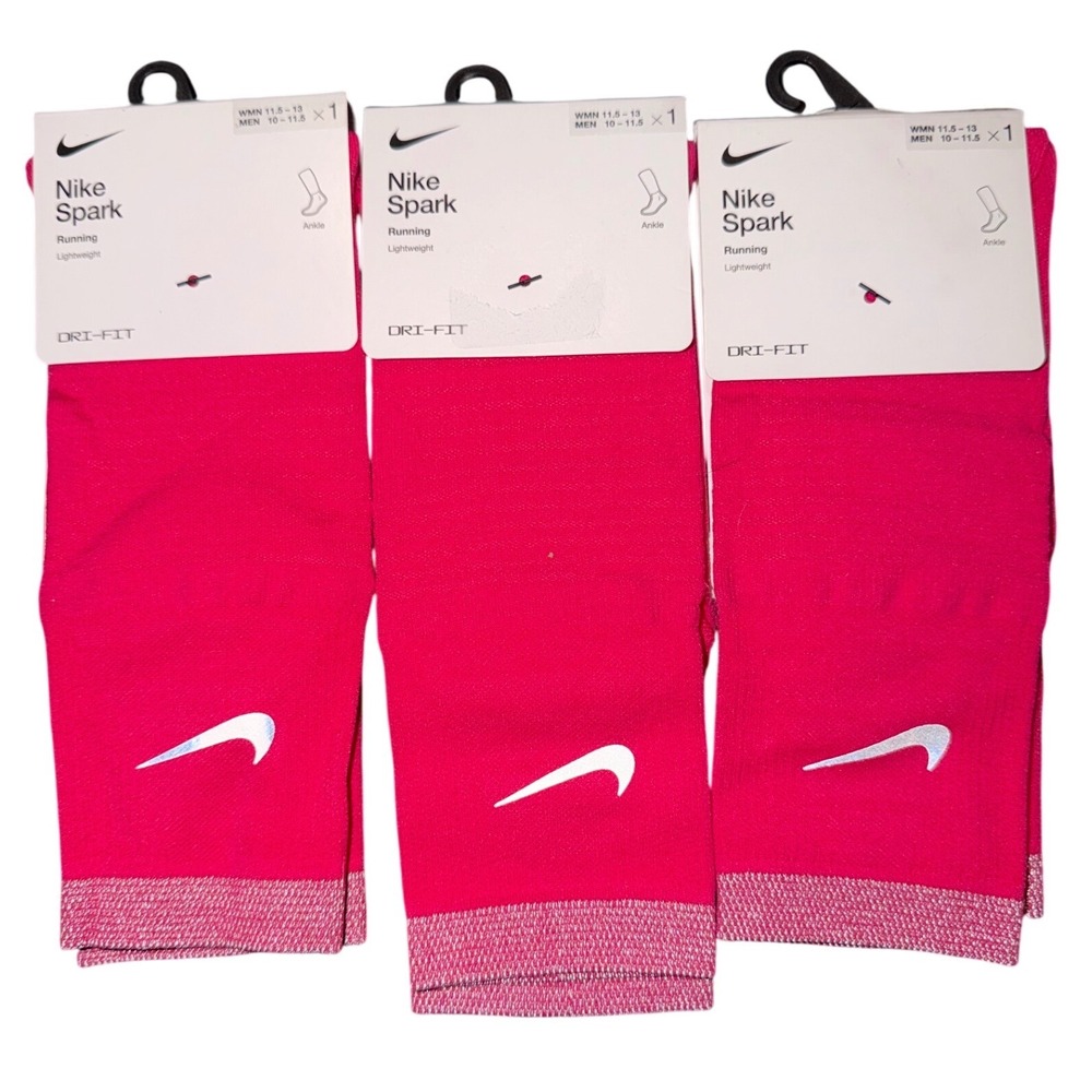 3 pair Nike Spark Lightweight Ankle Socks Pink M 10-11.5 W 11.5-13 NWT